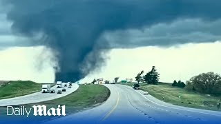 Terrifying videos show tornado sweeping across Nebraska town [upl. by Acirem76]