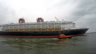 The Disney Magic Cruise ship leaving the port of Tyne 19th June 2016 [upl. by Adriell]