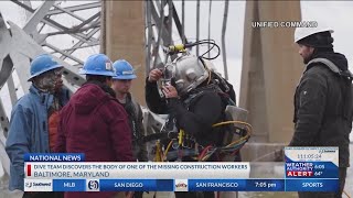 Baltimore bridge collapse latest Body found of missing worker [upl. by Acirre]