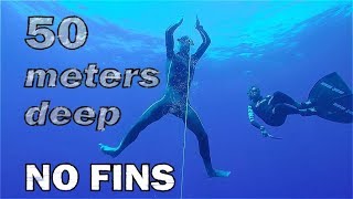 Freediving Training to the Limit  50 METERS with NO FINS [upl. by Cissiee]