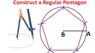 Constructing a Regular Pentagon within given Circle By Using Ruler and Compass [upl. by Aseefan]