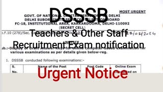 Dsssb Recruitment 2024 New Result Notice Teachers Result Out [upl. by Aiyram480]