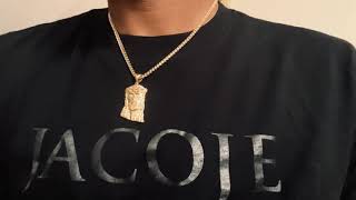 JACOJE ON NECK Review  Large 14K Jesus Piece amp 3mm 14K Diamond Cut Franco Chain [upl. by Gypsie]