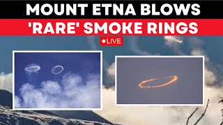 Live Mount Etna Blows Rare Volcanic Vortex Smoke Rings Into Sicilian SkyItalys Volcano  Sicilian [upl. by Libys]