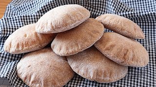 Pan de pita integral 100   Pan árabe ¡Trucos 🇬🇧SUB [upl. by Yrffej125]