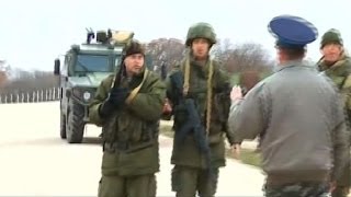 Ukrainians confront Russian troops at Crimean bases [upl. by Myk]