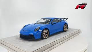 Porsche 992 GT3 Shark Blue MiniChanps 4k [upl. by Lehplar]