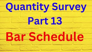 Quantity Survey for a G1 Building Part 13  Bar Schedule for SubStructure [upl. by Matilde]