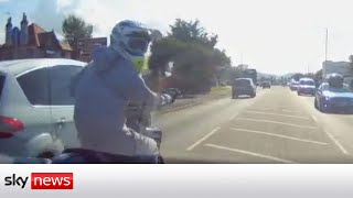 Road rage driver knocks motorcyclist off bike after 50mph chase [upl. by Fiester]