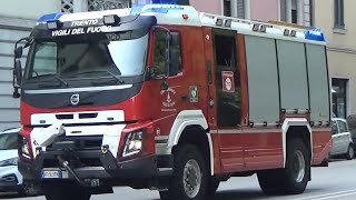 Passaggio Autoscala Iveco Eurofire  APS Volvo vigili del fuoco Trento in sirena [upl. by Petey679]