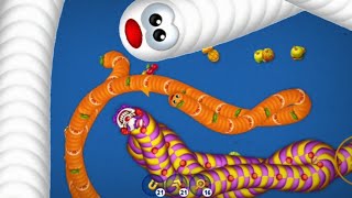 WORMSZONEIO  GIANT SLITHER SNAKE HUNT  Epic Gameplay and best moment  Jebak cacing raksasa 753 [upl. by Animahs]