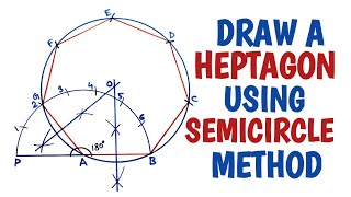 How to construct a heptagon using semicircle method SECOND METHOD [upl. by Hayes]