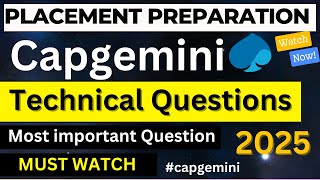 Capgemini Technical Questions  Placement Preparation capgemini technicalquestion [upl. by Chery]