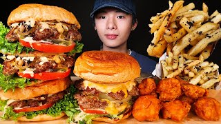 ASMR BURGER MATE 🍔 DOUBLE PINEAPPLE CHEESEBURGER  A4 WAGYU  FRIED CHICKEN Eating Sound MAR ASMR [upl. by Leventhal161]