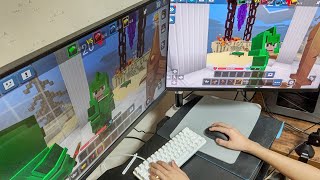 MATTSUN is PLAYING on PC with DUAL MONITOR Blockman Go BedWars ASMR [upl. by Poppo]