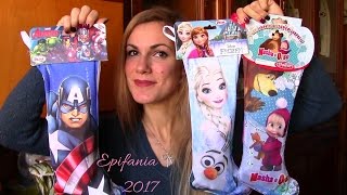 UNBOXING CALZE DELLA BEFANA SPECIALE ASSAGGI EPIFANIA  FROZENMASHA E ORSOAVENGERS SUPER SORPRESE [upl. by Hansel70]