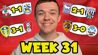 MY CHAMPIONSHIP WEEK 31 SCORE PREDICTIONS [upl. by Palmore868]