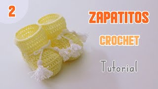 Como tejer zapatitos escarpines botitas a crochet  ganchillo Principiantes Parte 2 [upl. by Meaghan]