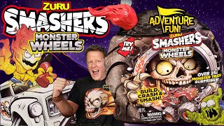 Zuru Smashers Monster Wheels Over 25 Monster Truck Surprises Dino Drifter AdventureFun Toy review [upl. by Brand340]