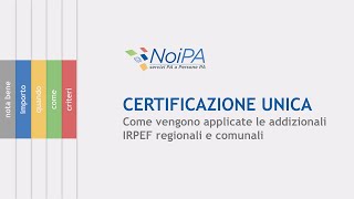 Certificazione Unica  Come vengono applicate le addizionali IRPEF regionali e comunali [upl. by Clough264]