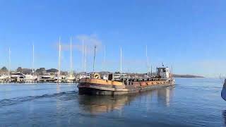 Reversing the dredging barge out of the Yacht Haven [upl. by Wise703]