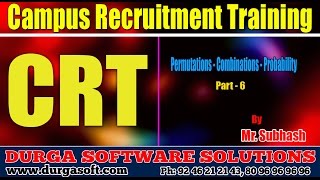 Campus Recruitment Training CRT Aptitude PremutationsCominationsProbability Part 6 by Subhash [upl. by Stanislaw]