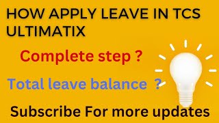 How to Apply leave in Ultimatix TCS tcs tcsofferletter tcscodevita [upl. by Dorthy]