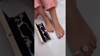 new peacock anklet with Toe ring design 👌🥰viralvideo silver anklets design payal new shorts [upl. by Lleumas]