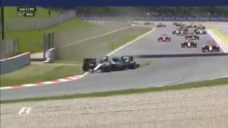 SKY F1 HD Hamilton VS Rosberg Spanish GP 2016 CRASH [upl. by Nanaek]