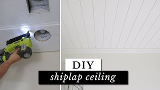 DIY Shiplap Ceiling  How to Plank a Ceiling [upl. by Boatwright73]