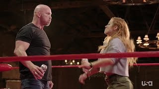 Becky Lynch gives Stone Cold Steve Austin a Stunner on Straight Up Steve Austin [upl. by Atiuqin]