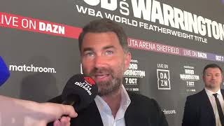 ‘THIS IS ONE OF THE BIGGEST FIGHTS IN BRITISH BOXING’  Eddie Hearn on Wood vs Warrington [upl. by Seiuqram836]