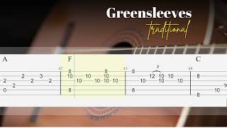 Greensleeves  Traditional  Lesson Fingerstyle Guitar TAB amp Chords [upl. by Fania247]