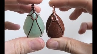 Simple Beginner Cabochon Wire Wrap Pendant Using One Piece of Round Wire [upl. by Ordnas438]