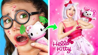 Amazing Makeover to Rich Hello Kitty for Poor Girls How to Become Popular College Queen [upl. by Skiba]