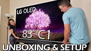 83quot LG C1 Series OLED 4K UHD webOS TV  Unboxing amp Setup [upl. by Refinnaj768]