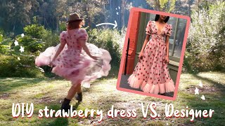 Recreating the famous Strawberry Dress Lirika Matoshi DIY vs Designer [upl. by Armelda685]