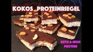 Mega leckere KOKOS PROTEIN RIEGEL für KETO amp LOW CARB  Rezept amp Nährwerte [upl. by Kathryne764]