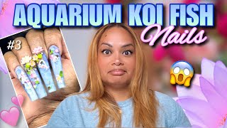 AQUARIUM KOI FISH NAILS 🎏🪷 HARD BUILDER GEL NAILS [upl. by Jori]