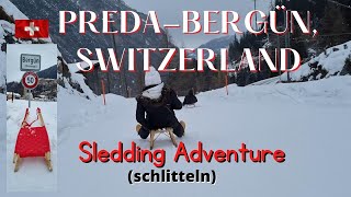 Sledding Adventure in BergünSwitzerlandRodelnSchlitteln PredaBergün [upl. by Anaicul69]