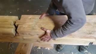 Japanese Carpentry Scarf Joint Kanawa Tsugi 金輪継 Test Fit [upl. by Nylzaj]