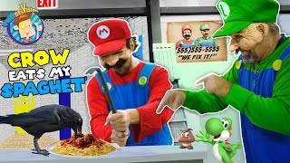 MARIO BROS FIX UP OLD BALDIS BASICS SCHOOL Crow vs Crowbar FUNnel Family Skit Vision [upl. by Ainoz]