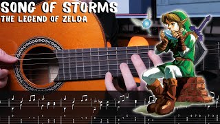 Song of Storms  The Legend of Zelda  Fingerstyle Guitar Tutorial  TAB [upl. by Connors]