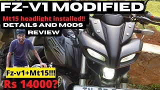 Fzv1 modified to mt15 headlight😱  Mt15  Modified  Tamil  mods  fzv1  tn75motovlogs  yamaha [upl. by Zednanref]