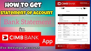 How to Get Statement of Account in CIMB BANK app  Paano Kumuha ng Bank Statement sa Cimb Bank [upl. by Aihsela253]