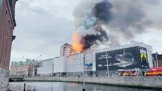 Danemark  incendie à la Bourse de Copenhague  AFP Images [upl. by Cila757]