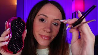 ASMR  Playing With Your Hair hair brushing amp clipping [upl. by Iilek]