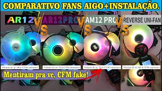 Comparativo Fans Aigo AR12 vs AR12PRO vs AM12PRO vs Fans REVERSOS AIGOJONSBO [upl. by Leissam911]