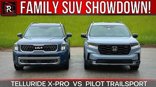 2023 Kia Telluride Vs 2023 Honda Pilot – The Rugged Family SUV Showdown – Redline Comparison Test [upl. by Unni]