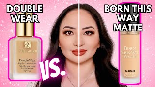 ESTEE LAUDER DOUBLE WEAR VS TOO FACED BORN THIS WAY MATTE FOUNDATION  Review amp Wear Test [upl. by Hedi]